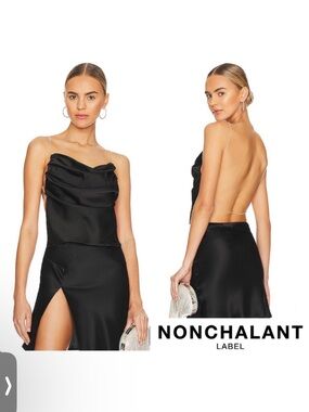 New! NONCHALANT LABEL Camm Open-Back Rhinestone Crystal Strap Embellished Top
